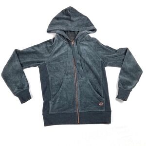 Kenneth Cole Reaction Womens Activewear Cotton Velour Track Jacket Size S Gray